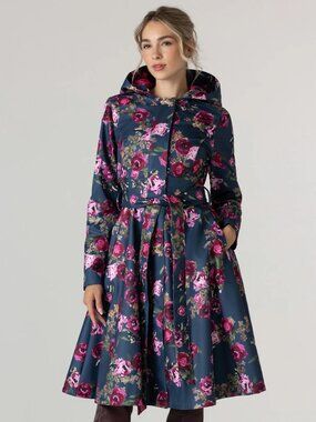 Rain Sisters Misty Rose Fit and Flare Coat